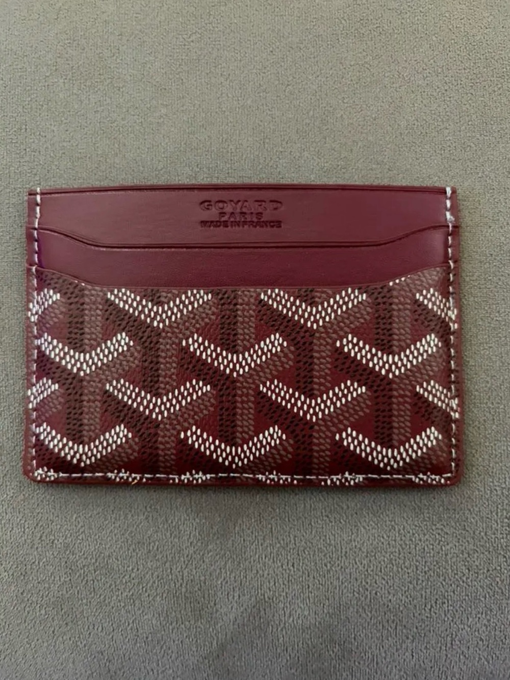 Goyard Burgundy and White Card Case